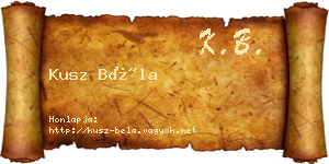 Kusz Béla névjegykártya